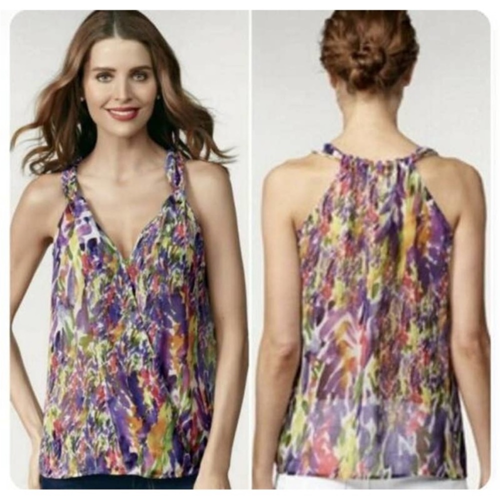 Cabi 730 Floral Petals Chiffon Wrap Sleeveless Tank Top Size Medium